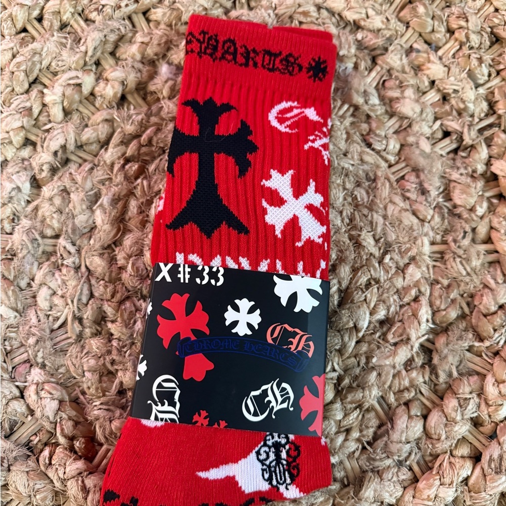 Chrome Hearts Red and Black Casual Socks